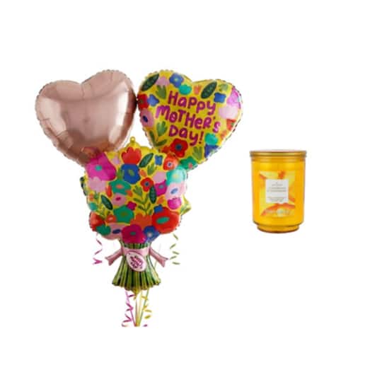 Mother's Day Heart Bouquet Foil Balloons & Candle Bundle